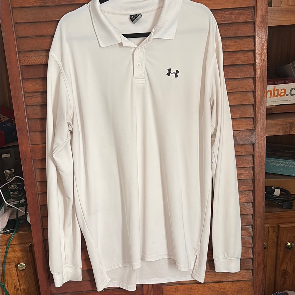 Under Armour White Polo Shirt with Long Sleeves